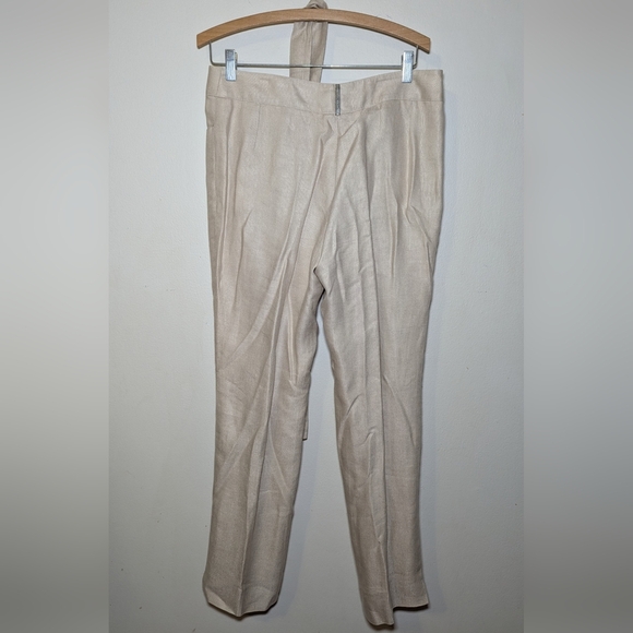 Armani Collezioni Tan Linen-blend Pants Belted Women's Size 8 - Picture 4 of 4